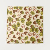 Haselnuss-Blätter Acorns Nahtloses Muster Wandteppich (Vorderseite (Horizontal))