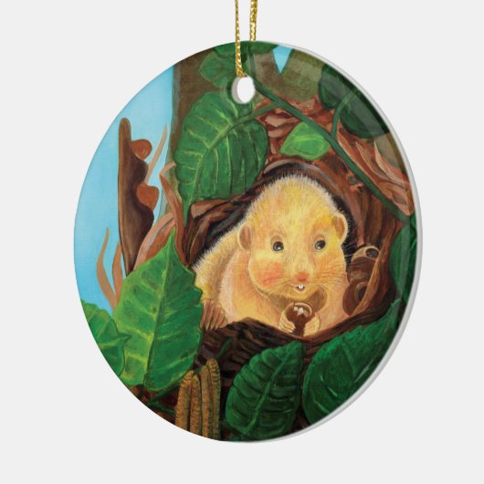 Haselnuss-Dormaus Keramik Ornament (Links)