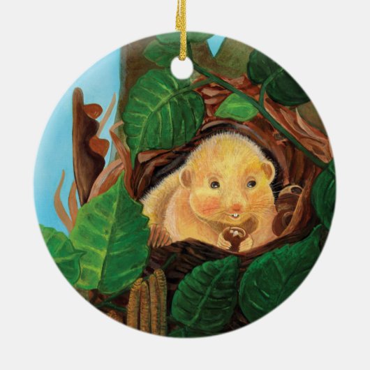 Haselnuss-Dormaus Keramik Ornament (Hinten)