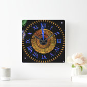 Haselnuss-Mitternachtsuhr Quadratische Wanduhr (Zuhause)