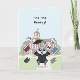 Hasen-Abschlusskarte für Kinder | „Hop-Hop Hurra“ Karte