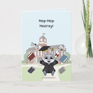 Hasen-Abschlusskarte für Kinder | „Hop-Hop Hurra“ Karte
