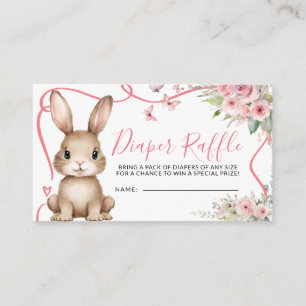 Hasen-Baby-Party Mädchen Rosa Floral Windel-Raffle Begleitkarte