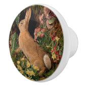 Hasen-Blume Farne Vintage Waldquelle Keramikknauf (Rechts)