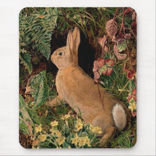 Hasen-Blume Farne Vintage Waldquelle Mousepad