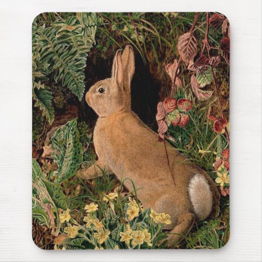 Hasen-Blume Farne Vintage Waldquelle Mousepad (Vorne)