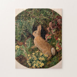 Hasen-Blume und Farne Vintage Wälder Puzzle