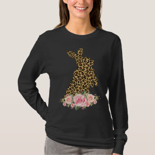 Hasen Blumen Leoparden Druck Mädchen Frauen Glückl T-Shirt