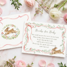 Hasen-Blumen-Rosa-Schleife-Baby-Party-Buchwunsch