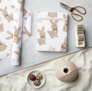 Hasen-Blumen-Wildblumen-Coquette-Schleife Geschenkpapier