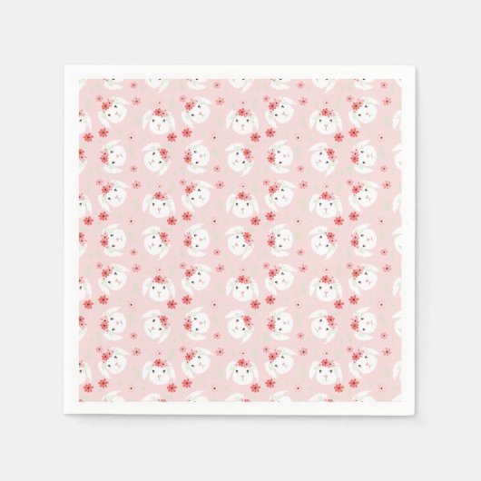 Hasen-Blumenkrone Rosa Serviette (Vorderseite)