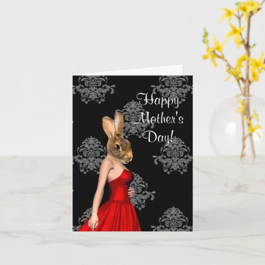 Hasen-Charaktermütter Karte (Gelbe Blume)