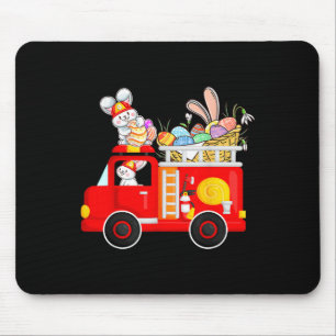 Hasen fährt auf Feuerwehrauto Ostertag Feuerwehr H Mousepad