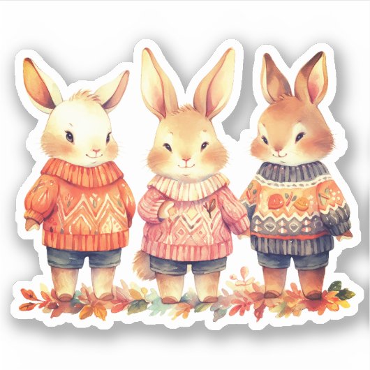 Hasen-Fallaufkleber Aufkleber (Vorderseite)