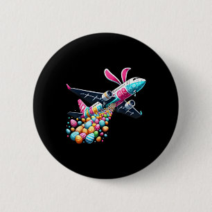 Hasen Flugzeug Ostern Ei Herren Kinder Jungen Oste Button