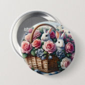 Hasen, gebettet zwischen Cottage-Rosen Button (Vorne & Hinten)