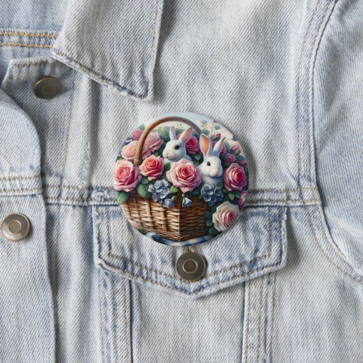 Hasen, gebettet zwischen Cottage-Rosen Button (Beispiel)