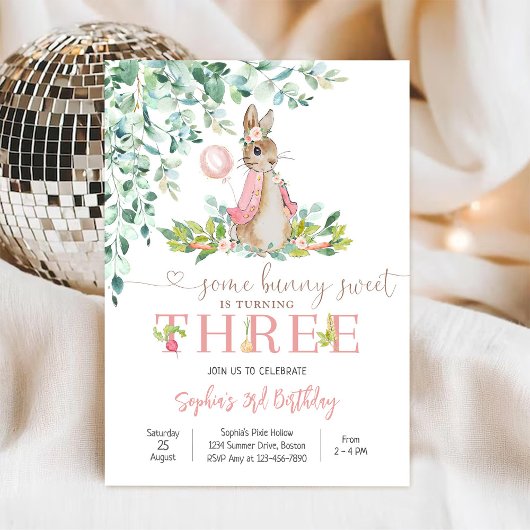 Hasen-Geburtstagseinladung Mädchen Einladung