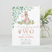 Hasen-Geburtstagseinladung Mädchen Einladung (Stehend Vorderseite)