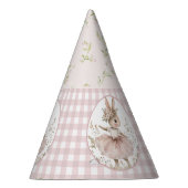 Hasen-Geburtstagsmützen, rosa Gingham-Blumen Partyhütchen (Rechts)