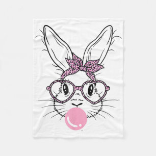 Hasen-Gesicht-Leopard Gles Bubble Gum Ostertag Mäd Fleecedecke