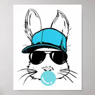 Hasen-Gesicht mit Hut Sonnenbrille Bubble Gum Oste Poster
