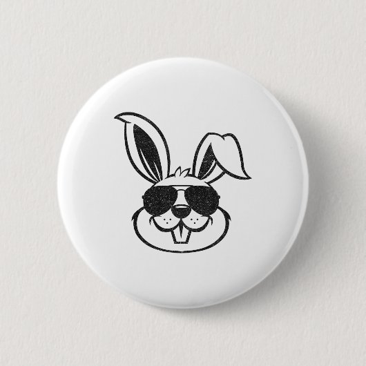 Hasen-Gesicht mit Sonnenbrille Kaninchen Ostertag Button (Vorderseite)