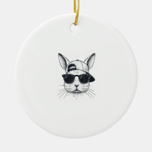 Hasen-Gesicht mit Sonnenbrille Kappe Ostertag für Keramik Ornament