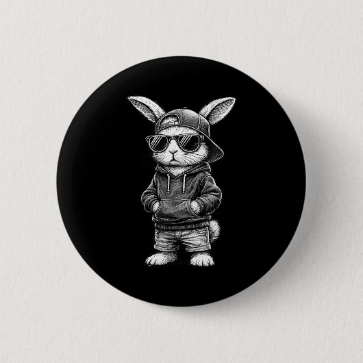 Hasen-Gesicht mit Sonnenbrille Lustiger Ostertag f Button (Vorderseite)