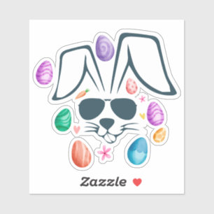 Hasen-Gesicht mit Sonnenbrille Lustiges Ostern Jun Aufkleber