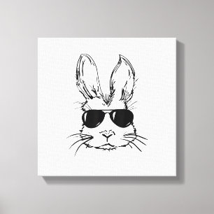 Hasen-Gesicht mit Sonnenbrille Ostertag für Jungen Leinwanddruck