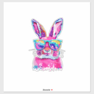 Hasen-Gesicht mit Tie Dye Brille Frohen Ostertag M Aufkleber