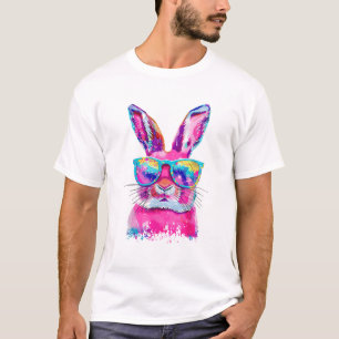 Hasen-Gesicht mit Tie-Dye-Brille Frohen Ostertag M T-Shirt