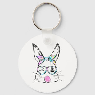 Hasen-Gesicht Zwinker-Augen Byndana Herz Glas Bubb Schlüsselanhänger
