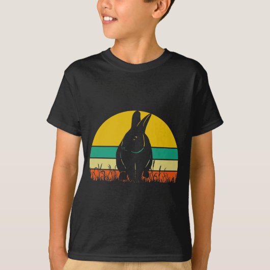 Hasen-Hasen-Gras-Retro-Sonnenuntergang T-Shirt (Vorderseite)