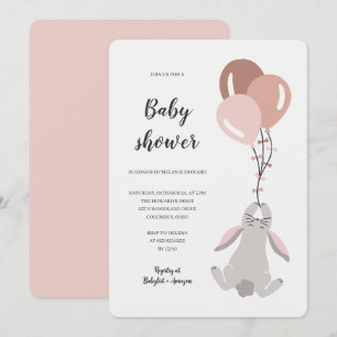 Hasen-Illustration Mädchen-Baby-Shower-Einladung Einladung