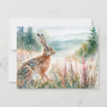 Hasen in Meadow Watercolor Art