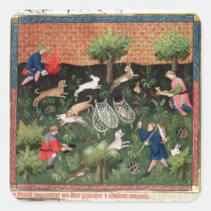 Hasen Jagd fol.92 Frau-Fr 616, vom Livrede Quadratischer Aufkleber