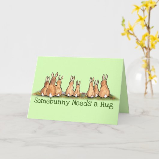 Hasen-Kaninchen erhalten gute Ermutigung Beileid Karte (Gelbe Blume)