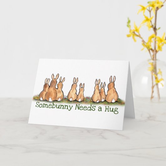 Hasen-Kaninchen erhalten gute Ermutigung Beileid Karte (Gelbe Blume)