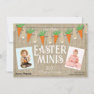 Hasen & Karotten Ostern Minis Fotografie Flyer Einladung