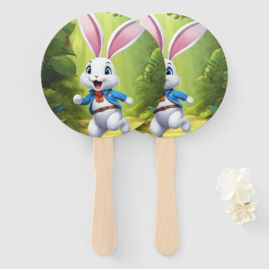 Hasen-Logo Schwarzes Gästebuch Fächer (Vorne und Hinten)