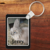 Hasen-Memorial Foto Black Keepake Metal Schlüsselanhänger (Rückseite)