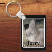Hasen-Memorial Foto Black Keepake Metal Schlüsselanhänger (Vorderseite)