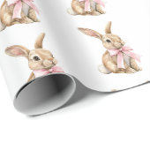 Hasen mit rosa Schleife Geburtstag Geschenkpapier (Rolleneckpunkt)