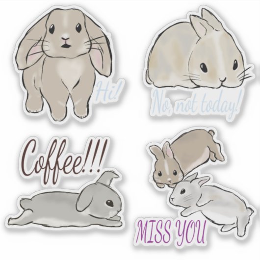 Hasen mit Text Sammlung  Aufkleber (Vorderseite)