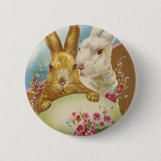 Hasen-Ostergrüße Vintage Button (Vorderseite)