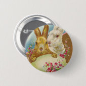 Hasen-Ostergrüße Vintage Button (Vorne & Hinten)