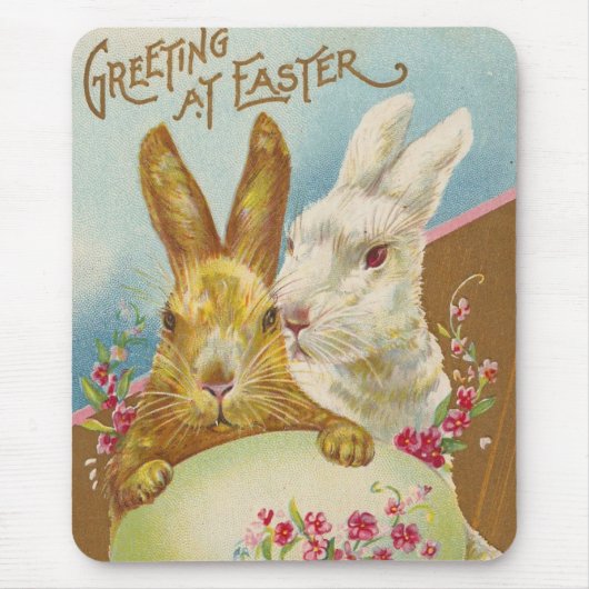 Hasen-Ostergrüße Vintage Mousepad (Vorne)