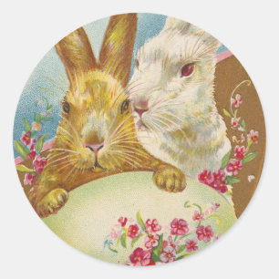 Hasen-Ostergrüße Vintage Runder Aufkleber